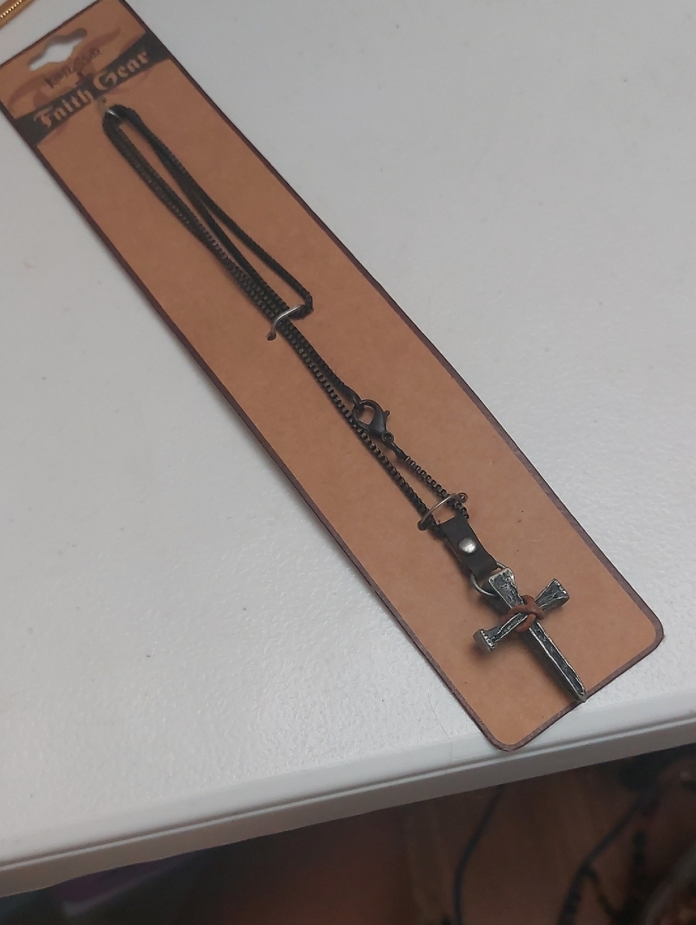 Kerusso Faith Gear Rustic Gothic Nail Cross Pendant On Oxidized Copper Necklace